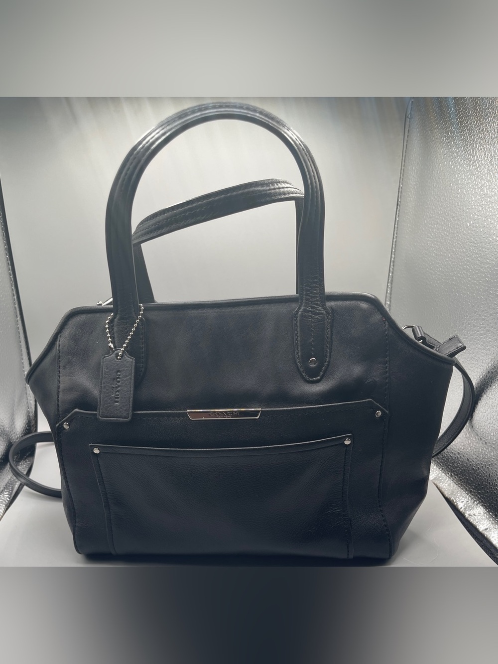 Coach F32944 Taylor Bette Balck Leather Mini tote crossbody with silver hardware